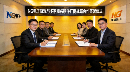 NG电子游戏与多家知名硬件厂商战略合作签署仪式，双方代表握手合影
